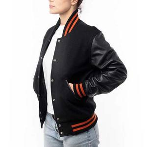 Nueva moda 2025, ropa de mujer de manga larga de cuero, chaqueta Varsity, venta al por mayor, chaquetas de invierno de lana con letras de béisbol para mujer - Product Image 5