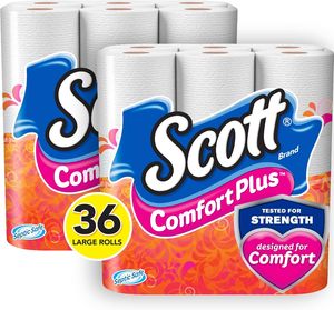 Scott ComfortPlus Large <b>Jumbo</b> <b>Roll</b> <b>Toilet</b> Paper 18 Disposable Antibacterial <b>Rolls</b> (Pack of 2) Soft and Strong Bath Tissue - Product Image 1