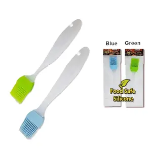 Customized Logo Brushing Oil, Baking, Dipping Sauce Use 17 x 3cm Blue Green Food Safe Barbeque BBQ Silicon Brushes