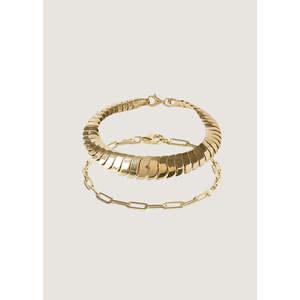 Bold Cobra & Paperclip Link Chain Fashion Bracelet Stack Elegant and Stylish <b>Bangles</b> for Women - Product Image 1