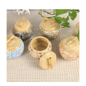Pot en bambou nacre fait main, pot en bambou incrusté de nacre, adapté au stockage de perles, de boutons et à la décoration de la salle de loisirs créative, Vietnam - Product Image 2