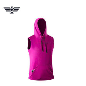 Sudadera sin mangas con capucha ligera al por mayor, diseño personalizado, bolsillo canguro, 100% algodón French Terry, primavera - Product Image 6