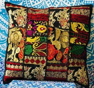 Indian Patchwork Square Cushion - <b>Pillow</b> Cover Case - Product Image 3
