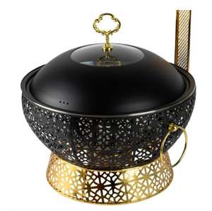 Plat de service moderne avec couvercle pour la maison hôtel restaurants ustensiles de cuisine plat de service décor couleur or noir plat de service - Product Image 6