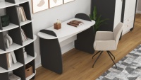 Escritorio de estudio Hope de aglomerado de 18mm de Venta caliente del fabricante turco, diseño moderno con banda de borde gris para dormitorio o escuela