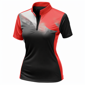 Performance Tissu Logo Personnalisé Dame Chemise À Manches Courtes 14 Zip Cou Femmes Vêtements Noir Dames Sport Polo T-shirts - Product Image 1