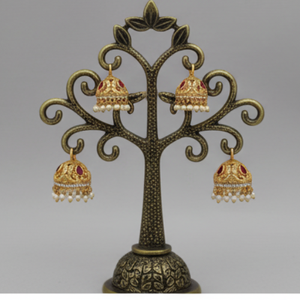 Boucles d'oreilles de bijoux de temple en or mat royal Boucles d'oreilles ethniques indiennes exquises parfaites pour les mariages nuptiaux et les festivals - Product Image 1