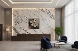 Planche de marbre blanc poli pour décoration murale moderne, application intérieure imperméable pour villas - Product Image 2