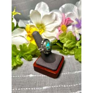 Anillo Ajustable Fred Francis de Turquesa Kingman de Alta Calidad y Plata de Ley para Regalo con Tecnología de Incrustación en Bisel - Product Image 2