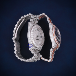 Brillante y elegante Moissanite Diamond Pareja Relojes Totalmente inundados Iced Out Relojes Romántico Regalo de San Valentín - Product Image 3