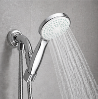 Pommeau de Douche à Main Filtrant Chromé Doré avec LED, Effet Pluie et Massage, 3 Fonctions, pour Salle de Bain, Dispositif de Nettoyage de l'Eau