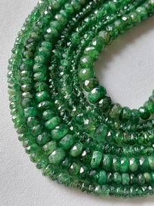 Tsavorite naturelle perles de rondelle à facettes perles de pierres précieuses vertes en vrac pour la fabrication de bijoux perles à facettes personnalisées - Product Image 2