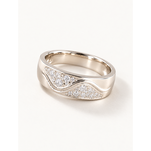 Celestia Wave CZ <b>Ring</b>-Gold Plated <b>Stainless</b> <b>Steel</b> Fashion Jewelry Vintage Geometric Inlay <b>Ring</b> - Product Image 1
