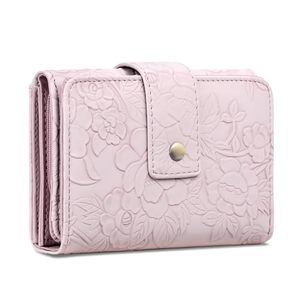 Cartera de cuero genuino para mujer WRIZA |   Cartera de mano de cuero RFID con 9 ranuras para tarjetas, ventana para identificación y bolsillo con cremallera para monedas (Lavanda) - Product Image 1