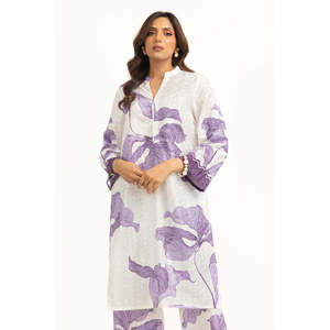 Ensemble coordonné décontracté pour femmes en viscose blanche jacquard imprimé, tenue en crêpe deux pièces printemps/été - Product Image 2