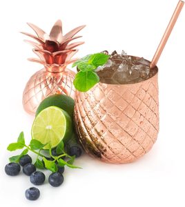 Luxury <b>Metal</b> Pineapple Shape Mug with <b>Straw</b> in High Quality For Home Restaurant Christmas Hotel - Product Image 2