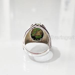 Anillo de exportación para hombre, cobre verde Natural, piedra preciosa turquesa, anillo de piedra natal de diciembre, joyería de fiesta árabe, anillo de Plata de Ley 925 - Product Image 6