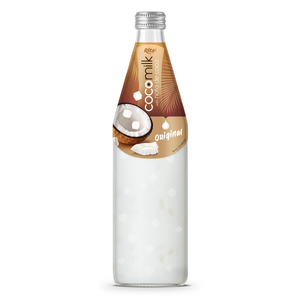 Exportador de Vietnam, la mejor venta de leche de coco, bebida de frutas Nata De Coco con Plátano, botella de vidrio de 485 ml, orgánica y saludable - Product Image 2