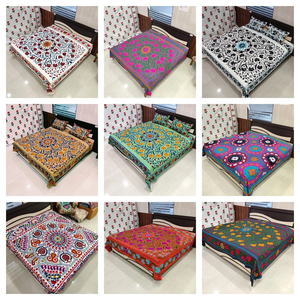 Sábana Suzani bordada colorida, Manta de algodón para colgar en la pared, colcha, funda de cama doble, manta, mantel - Product Image 2