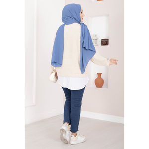 Pull en tricot à capuche pour femme avec motif tressé et imprimé floral, design respirant pour un usage décontracté en hiver et en automne - Product Image 5