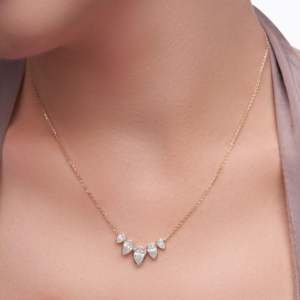 Collier pendentif en forme de clé à cinq pierres en forme d'étoile de 2,21 carats, fait à la main, or jaune 14 carats, taille personnalisée, bijoux en diamant pour femmes - Product Image 1