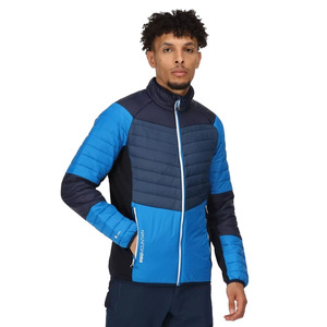 Veste Softshell matelassée zippée à panneaux bleus pour hommes de haute qualité avec col montant et poches à vendre à des prix bas - Product Image 1
