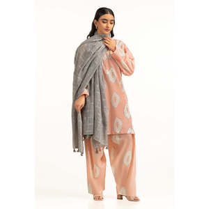 Châle ethnique d'hiver en acrylique brodé Dobby SH-25-107, long, à motifs floraux, avec pampilles scintillantes et logo, gris, Inde/Pakistan, 44x84 pouces, 100% - Product Image 4