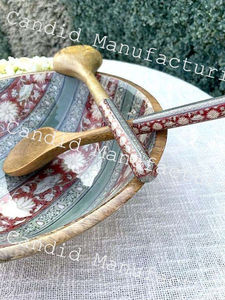 Ensaladera de madera de mango hecha a mano desechable ecológica juego de frutero esmaltado impreso comedor bodas servir ensalada comida - Product Image 5