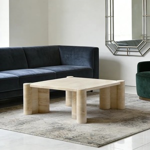 Table à manger et table basse de salon modernes en travertin naturel faites à la main - Product Image 4