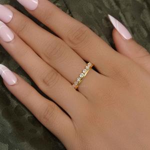 Por encargo IGI certificado VVS Oval Lab Grown Diamond 14K oro sólido media eternidad boda banda anillo moda lujo mujer joyería - Product Image 4