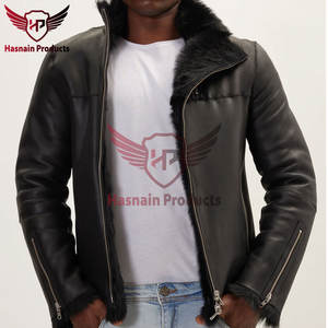 Veste en cuir véritable en peau de mouton réversible de qualité supérieure noire élégante Vêtements d'extérieur polyvalents de haute qualité Style d'hiver Fourrure de confort - Product Image 3