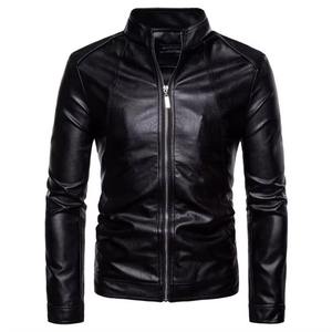 Veste en cuir noir classique Coupe ajustée Fermeture éclair intégrale avec col montant pour un usage décontracté et moto Veste pour homme - Product Image 1