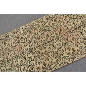 Clásico Beige verde 2,8 X 6,6ft Alfombra de lana hecha a mano Vintage turco área grande rectángulo pasillo Patchwork patrón látex habitación alfombra - Product Image 5