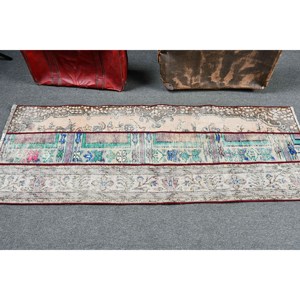 Vintage Rug, 2.2x6.2 ft <b>Runner</b> Rug, <b>Red</b> Floral Wool Turkish Rug - Product Image 3