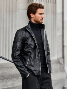 New Style <b>Winter</b> Men's Plus Size <b>Waterproof</b> Breathable Knitted Bomber/Puffer <b>Jacket</b> with Zipper and Cotton Filling Calf Skin - Product Image 6