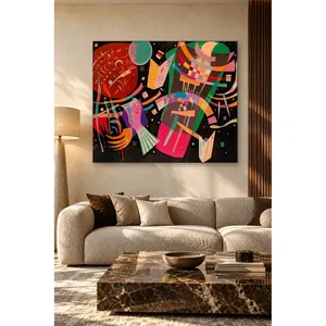 Fida Kandinsky Composition X Formes colorées sur fond noir Impression sur toile - Product Image 2