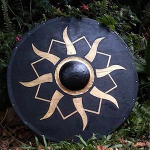 Escudo Vikingo JEXMOO Hecho a Mano de 24 Pulgadas, de Madera y Acero con Alto Contenido de Carbono, Diseño de Copa Central, con Soporte Compatible y Personalizable - Product Image 4