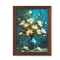 Peinture à l'huile florale texturée peinte à la main, style américain, sur toile, art mural, personnalisée OEM, moderne, en promotion