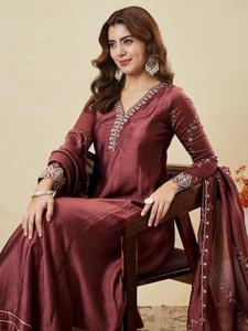 Ready To Wear Stitched Vichitra <b>Silk</b> With Embroidery Work Modern Look Ethnic Set Affordable Price Bulk Orders - Product Image 6