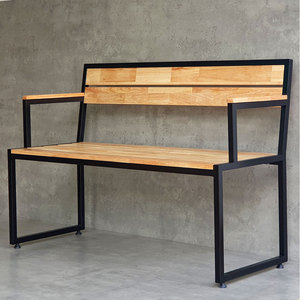 Banc en bois massif de 1,2 m avec dossier et accoudoirs, design traditionnel-moderne pour l'extérieur et le jardin, Park GBD017 - Product Image 4