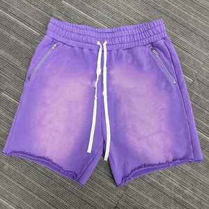 Shorts décontractés pour hommes, lavage à l'acide, 100% coton, molleton en tissu éponge français, écologique, respirant, personnalisé, délavé au soleil, vintage - Product Image 6