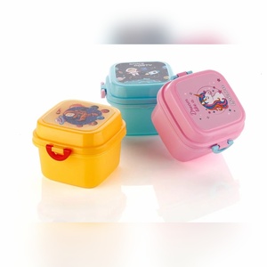 Mini boîte à lunch carrée de 500 ml avec 2 compartiments superposés, sans BPA, en plastique, pour les collations et les repas scolaires des enfants - Product Image 1