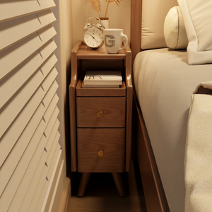 Mesita de noche de madera maciza con cajones | Mesita de noche delgada para dormitorio, dormitorio o sala de estar de almacenamiento del fabricante de Vietnam - Product Image 1