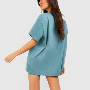 Ensemble de shorts en molleton de coton pour femmes 2026, t-shirt et short à coupe ample personnalisés, taille mi-haute, ensemble de deux pièces pour l'entraînement athlétique - Product Image 4