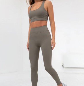 Ropa deportiva Elástico Gimnasio Fitness Leggings Control de barriga Medias Personalizadas Buena calidad Mujeres Legging Secado rápido Color sólido - Product Image 4