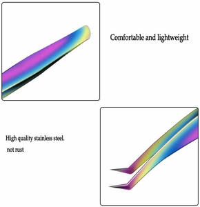 Pinzas para Extensión de Pestañas de Acero Inoxidable, Pinzas Profesionales para Pestañas con Decoración Dorada, Antiestáticas - Product Image 4