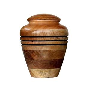 Urna de cremación de madera con borde clásico para cenizas humanas Urna hecha a mano con tapa roscada para cenizas - Product Image 1