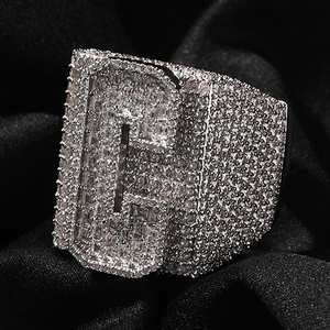 Hiphop <b>Mens</b> Fine Jewelry Gold Plated With 925 Sterling <b>Silver</b> <b>Ring</b> VVS Moissanite Diamond Hip Hop Letters And Numbers Fully <b>Ring</b> - Product Image 4