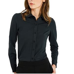 Camisa de satén de seda lisa con los últimos diseños de algodón personalizado al por mayor 2024 camisas de vestir ajustadas de manga larga con botones para mujer - Product Image 3