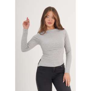 Blusa Gris de Manga Larga para Mujer con Abertura Lateral, Producto al por Mayor - Product Image 2